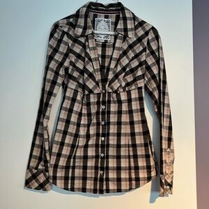 Guess Jeans Women’s western style top short plaid size medium